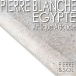 Borde en piedra caliza de Egipto - Antiguo y pulido - Borde redondeado de 180 ° suavizado
