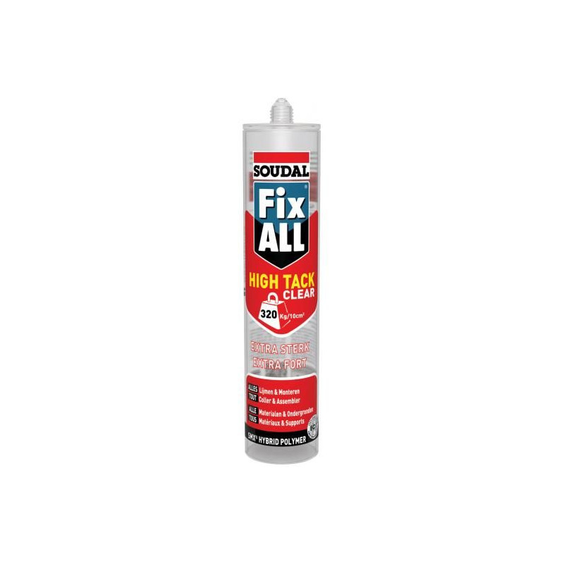 Fix All High Tack Clear - Selante adesivo de polímero híbrido - Soudal Fix All High Tack Clear - Selante adesivo de polímero híbrido - Soudal