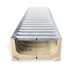 Caniveau Super mini avec grille galvanisée - H 6 cm