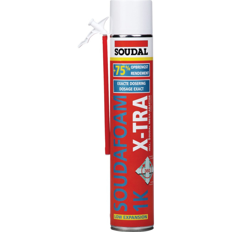 Soudafoam X-tra 1K - Mousse polyuréthane manuelle à haut rendement - Soudal Soudafoam X-tra 1K - Mousse polyuréthane manuelle à haut rendement - Soudal
