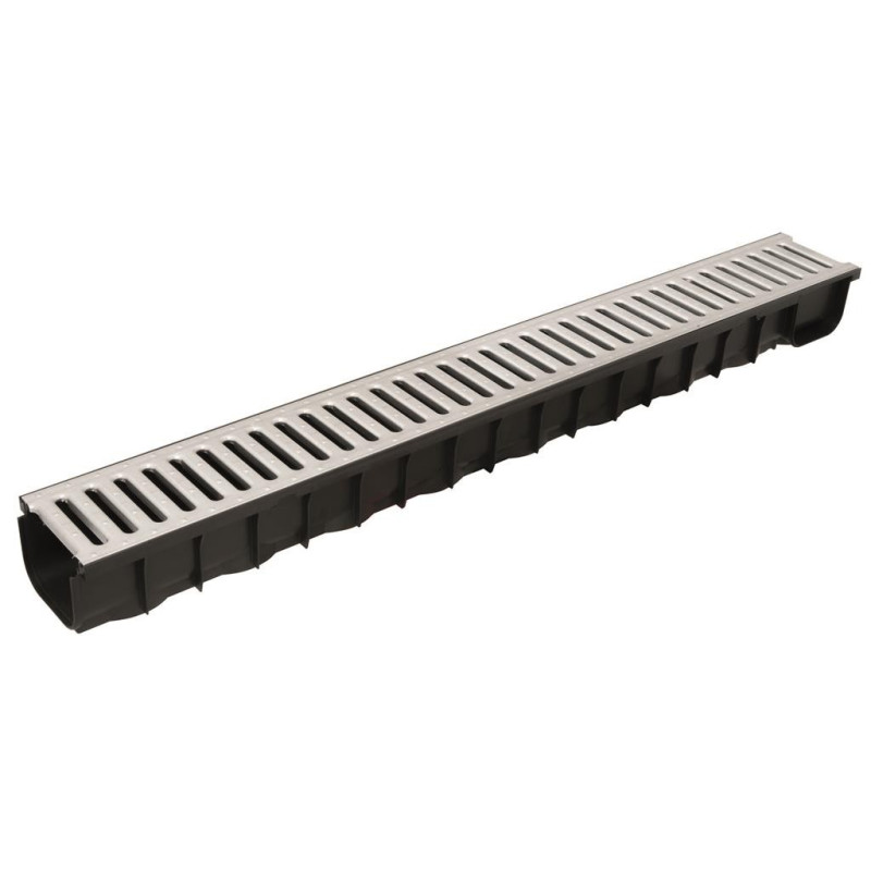 Plastic channel (PE-HD and PP) Midi black - Class A15 - Galvanized grid - Marshalls