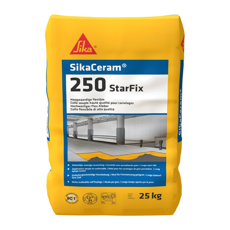 SikaCeram-250 StarFix - 用于玻化陶瓷砖的可变形粘结砂浆 EC 1 PLUS - Sika