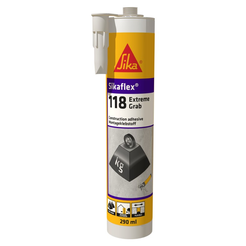 SikaFlex-118 Extreme Grab - Adhesivo de adherencia inicial extrema EC 1 PLUS - Sika SikaFlex-118 Extreme Grab - Adhesivo de adherencia inicial extrema EC 1 PLUS - Sika