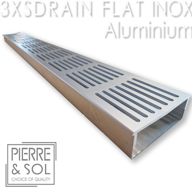قناة صرف كبيرة ستانلس ستيل ارتفاع 3.5 سم - 3XSDRAIN FLAT شبكة المنيوم - LINE ECO