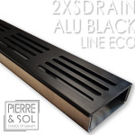 Канал из нержавеющей стали Высота 2 см - 2XSDRAIN Черная алюминиевая решетка - LINE ECO