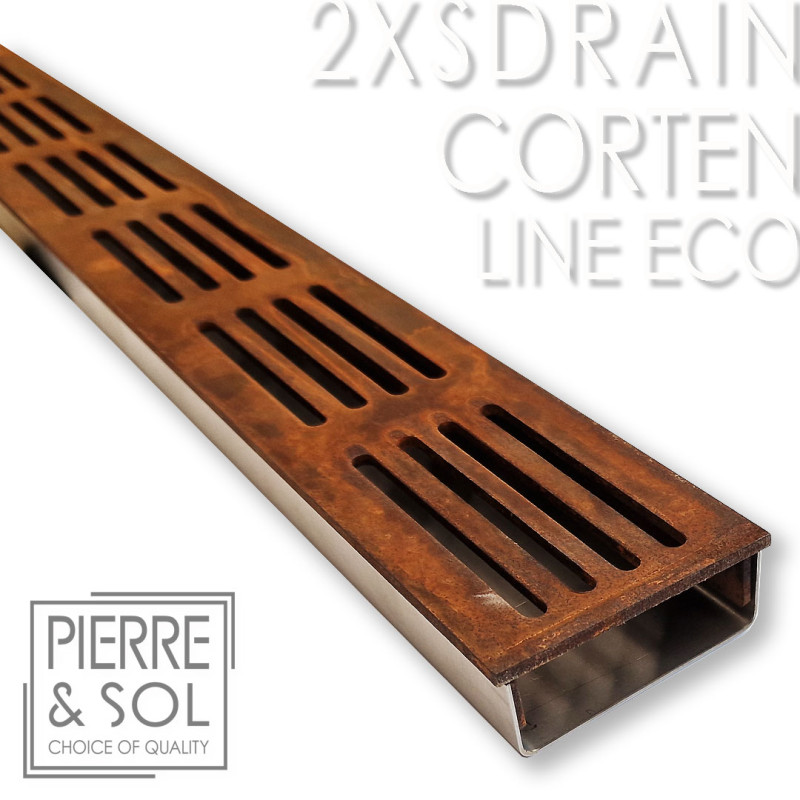 قناة ستانلس ستيل ارتفاع 2.5 سم - 2XSDRAIN شبكة فولاذ كورتن - LINE ECO قناة ستانلس ستيل ارتفاع 2.5 سم - 2XSDRAIN شبكة فولاذ كورتن - LINE ECO