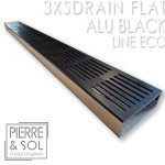 Canal de drenaje grande de acero inoxidable Alto 3,5 cm - 3XSDRAIN FLAT Rejilla de aluminio negro - LINE ECO Canal de drenaje grande de acero inoxidable Alto 3,5 cm - 3XSDRAIN FLAT Rejilla de aluminio negro - LINE ECO