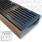 Canal de drenaje grande de acero inoxidable Alto 3,5 cm - 3XSDRAIN FLAT Rejilla de aluminio negro - LINE ECO Canal de drenaje grande de acero inoxidable Alto 3,5 cm - 3XSDRAIN FLAT Rejilla de aluminio negro - LINE ECO