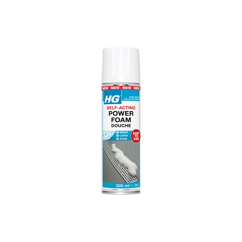 Chuveiro Power Foam - Espuma de limpeza super potente para drenagem do chuveiro - HG Chuveiro Power Foam - Espuma de limpeza super potente para drenagem do chuveiro - HG