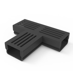 Canal 3XS MINI L 6,5 cm Grelha de alumínio preta - StarDrain - Peça em T