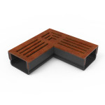 Canal 3XS MINI L 6,5 cm grelha em aço corten - StarDrain - Elemento de canto