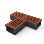 3XS MINI Canal L 6,5 cm Grelha em aço Corten - StarDrain - Peça em T