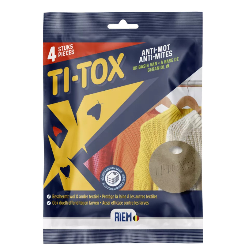 Ti-Tox مضاد للعثة - خطاف ضد عثة الملابس يعتمد على الجيرانيول - RIEM Ti-Tox مضاد للعثة - خطاف ضد عثة الملابس يعتمد على الجيرانيول - RIEM