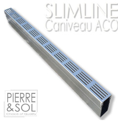 Kits complet caniveau étroit 6 cm grille aluminium - SLIMLINE - ACO